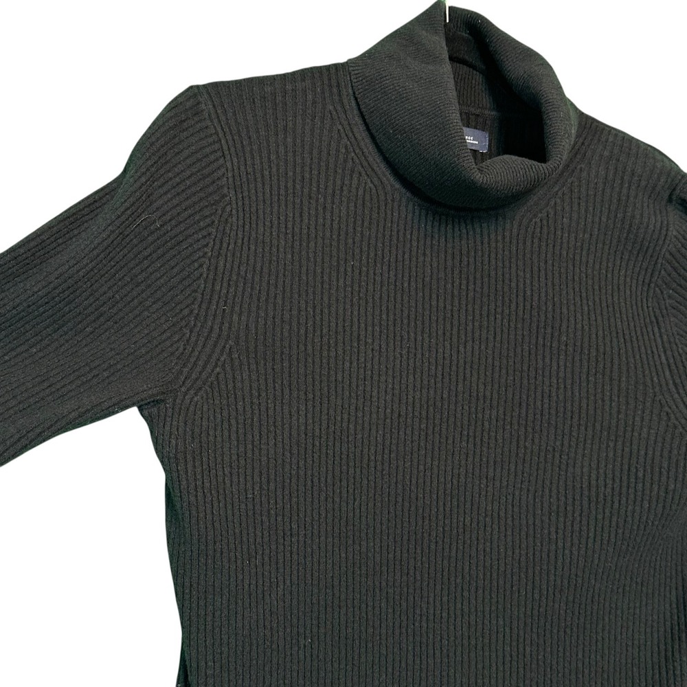 GAP Cash Soft Ribbed Turtleneck Midi Sweater Dress Black Large Long Sleeve Knit - Picture 10 of 14